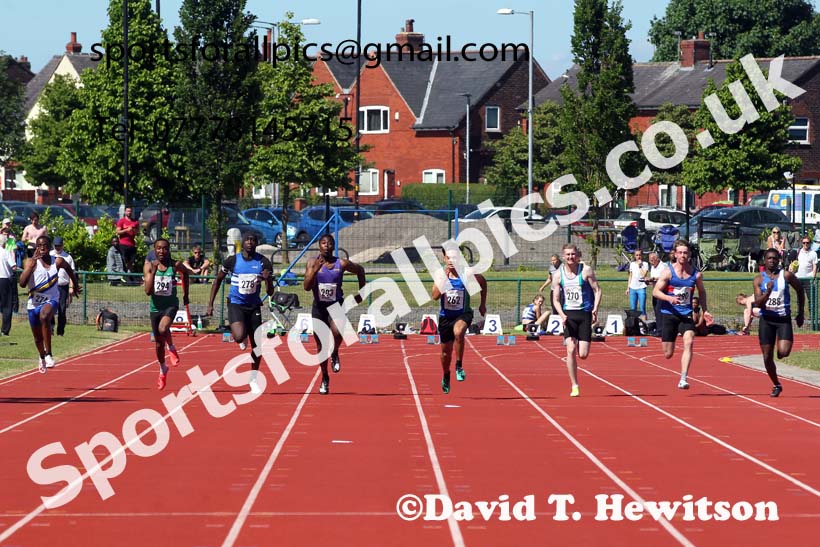 Mens under-20s 100 metres, 2021 Northern Senior and Under-20s Champs., Leigh. Photo: David T. Hewitson/Sports for All Pics